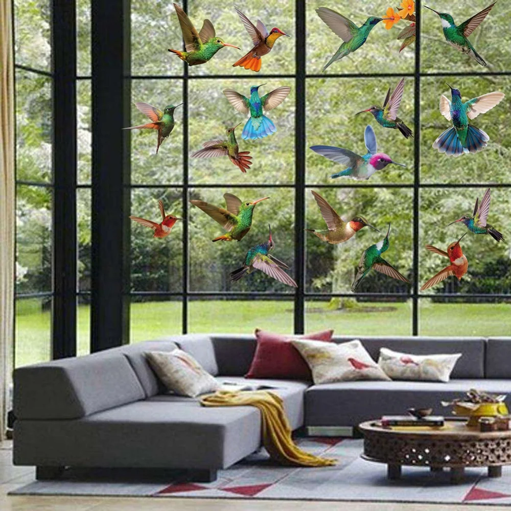 Hummingbird Window Clings 19pcs PVC for Alerting Birds