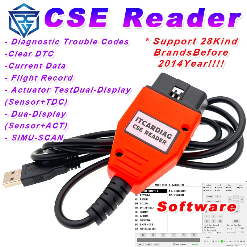 

ITCARDIAG CSE Reader OBD 2 Code Scanner Replace Hi-Scan Pro CarmanScan 1 Read Trouble Code Clear DTC Current data Actuator test