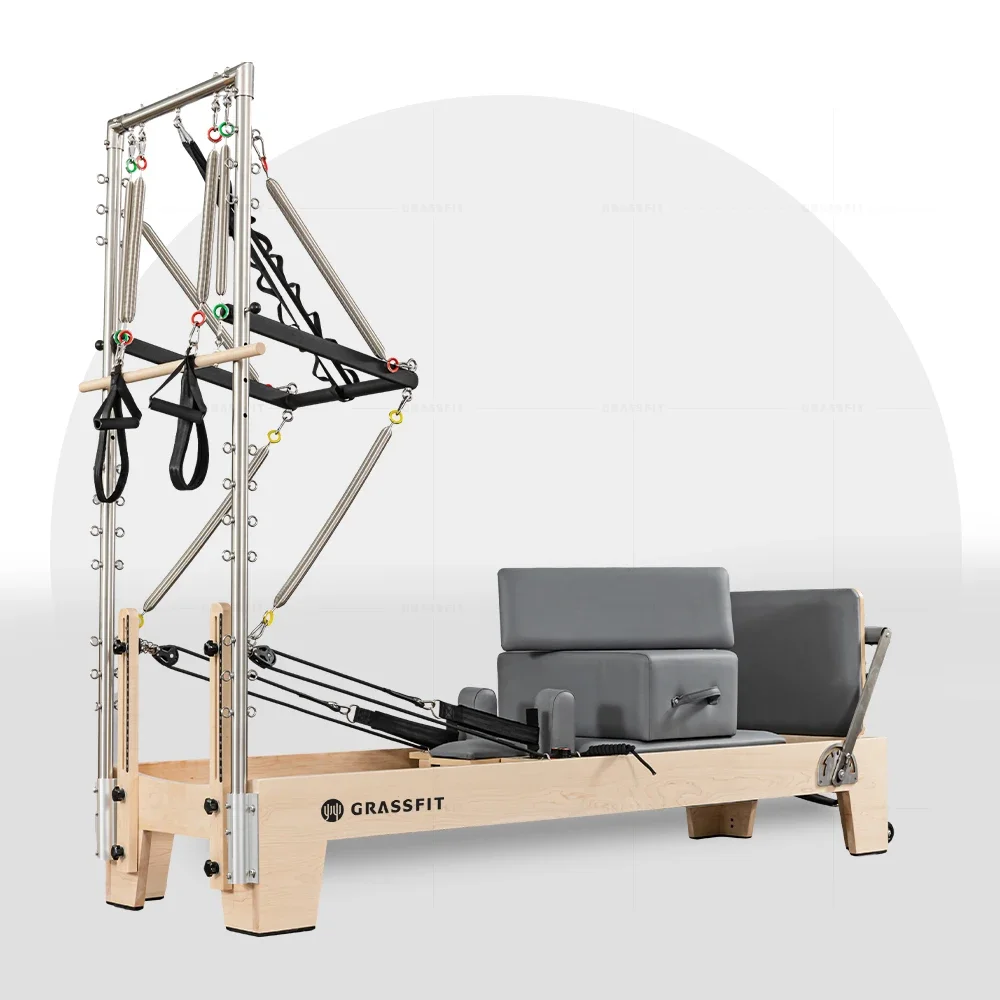 Di Alta Qualità Yoga Studio Workout Indoor Pilates Reformer Con Torre Trapezio Rovere Legno D'Acero Pilates Reformer Half Tower