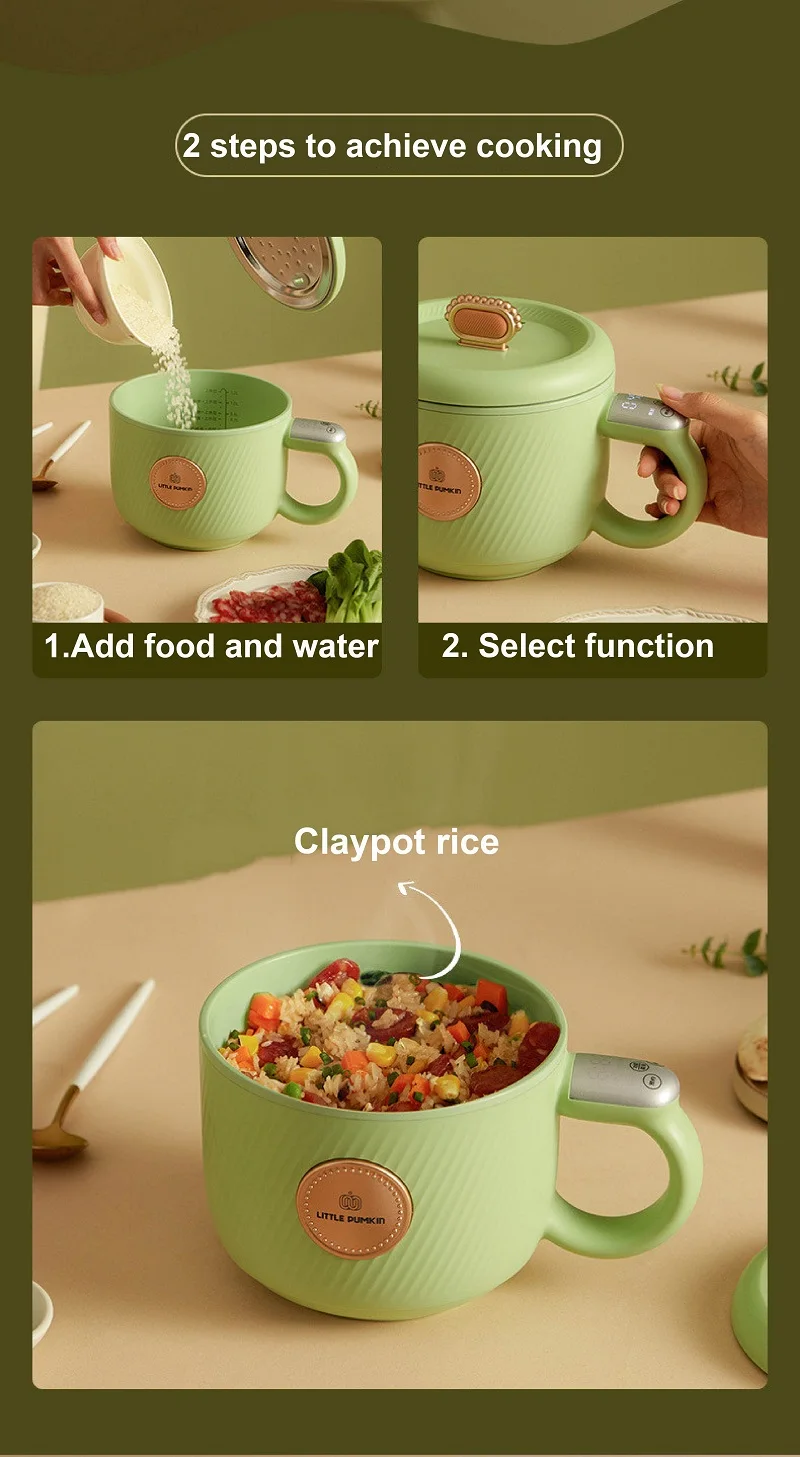 Description Picture 3 of item1.2L Smart Rice Cooker Portable Non-stick Electric Cooker Electric Heating Lunch Box Multifunctional Insulation Pot With Steamer