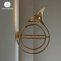 Caren Lighting Wall Light Vienna Horn Inspired Decorative Lighting Fixture 6 Valve Buttons gold chrome LED Premium Polished 3