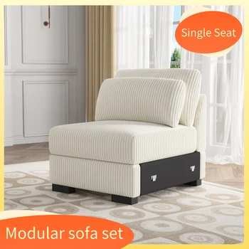 Creahappy - Divano modulare monoposto in velluto a coste - Set divano modulare - Divano monoposto 1