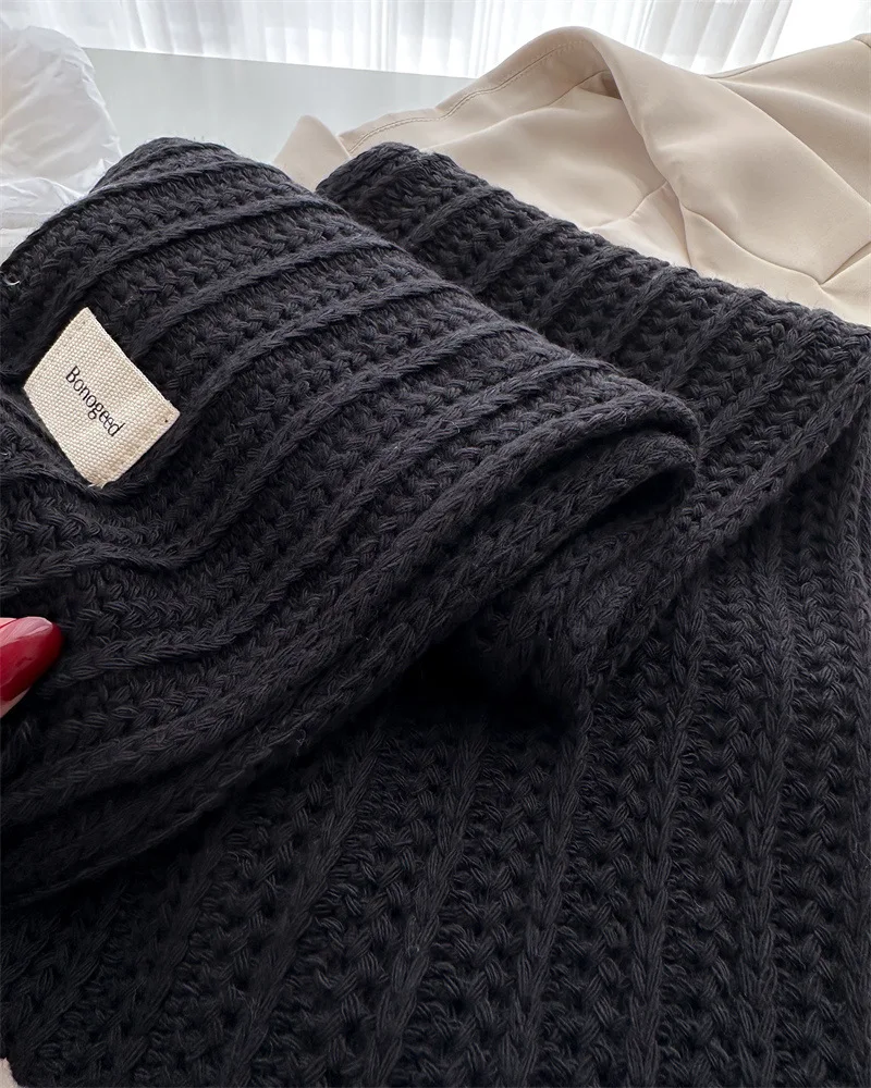 Winter Plain Dicke Quaste Wolle Gestrickte Schal Schal Dame Casual Hohe Qualität Wrap Pashmina Stola Bufandas für Outdoor-Aktivitäten – Detail 22
