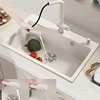 Luxury White Kitchen Sink for Dining Room Nordic Fashion Design Kitchen Sinks for Rental Housing Granite Embedded Smooth Sinks 5