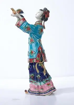 Peace dove classic lady Shiwan doll Porcelain Chinese wind living room club porch girl Beauty figure Sculpture statue Home art d