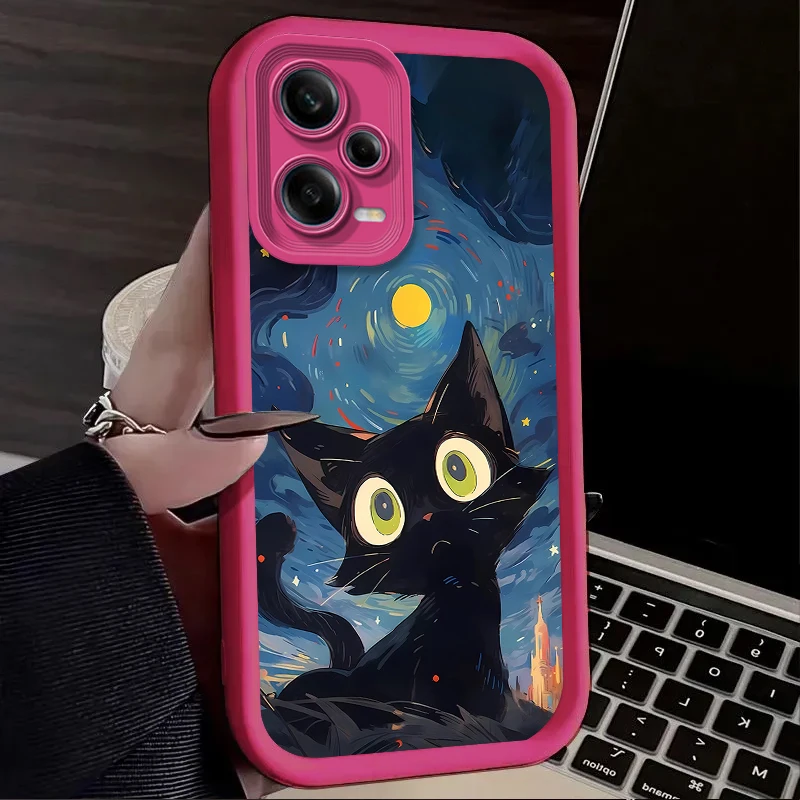 Starry Night Art Black Cat Phone Case