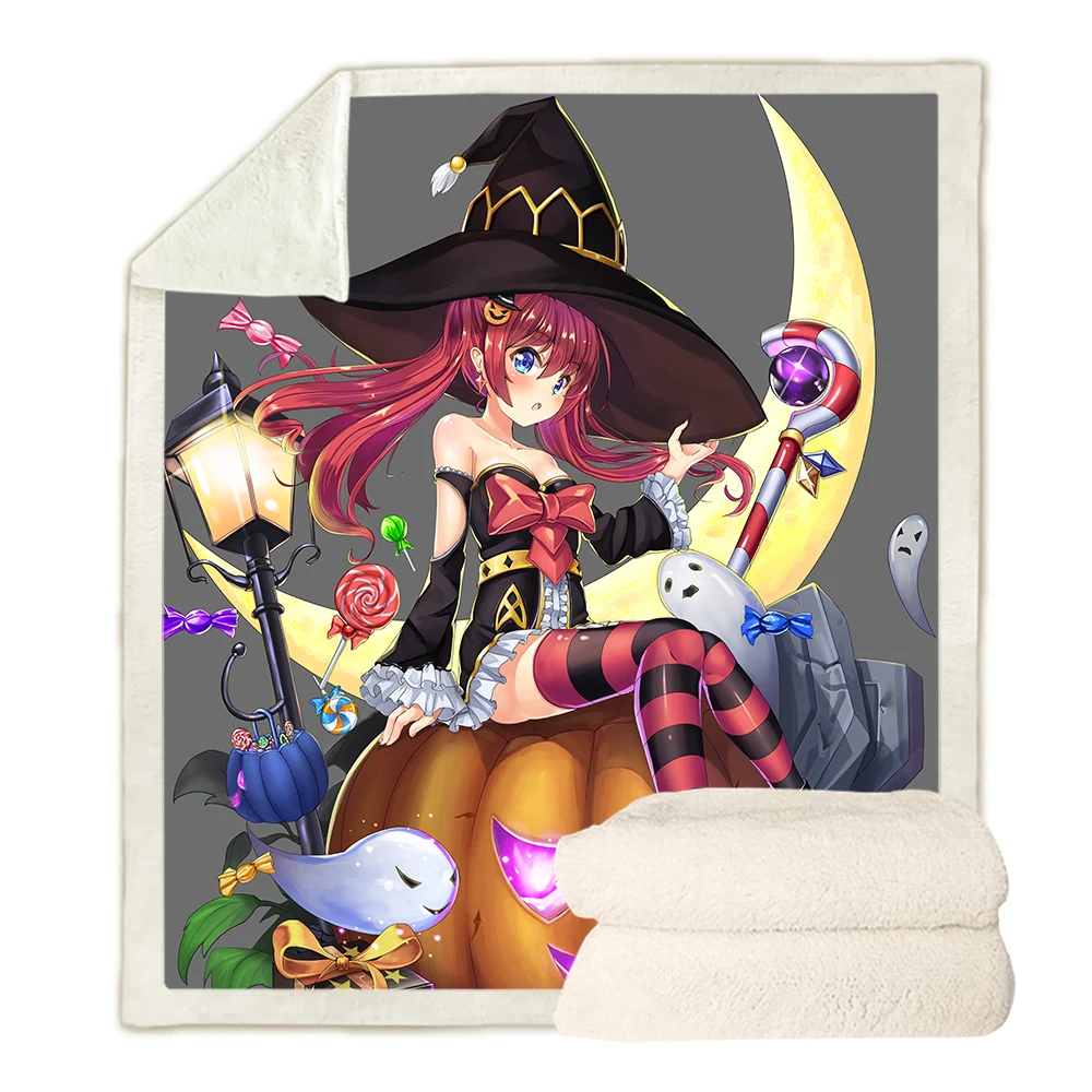 

CLOOCL Fashion Anime Girl Blankets Halloween Witch Moon Ghost 3D Printed Blanket Child Adult Throw Quilts for Bed Sofa Gifts