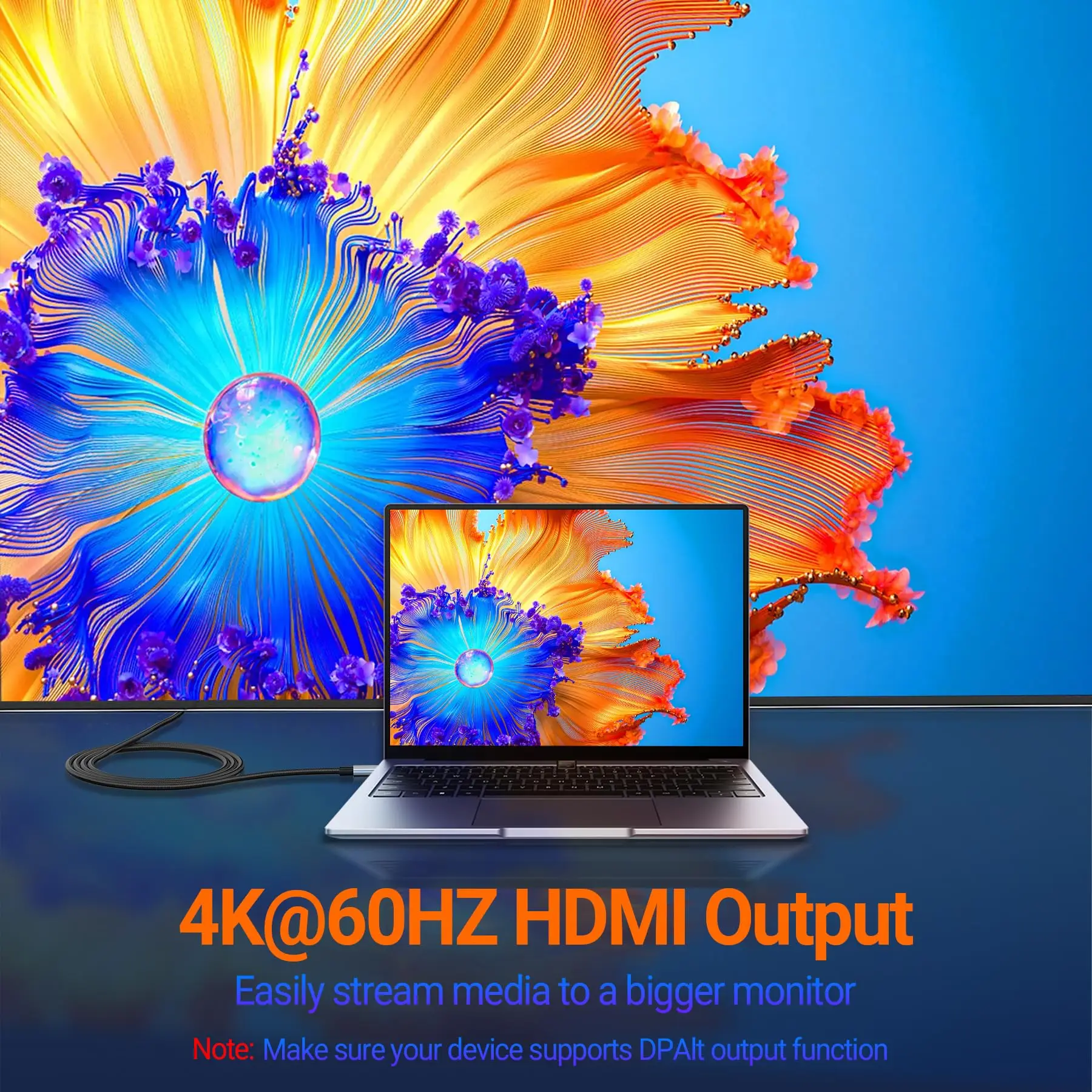 HDMI Adapter HDMI Adapter USB Type C MHL Cable Braided 4K HD Video Converter for Projector Monitor TV HP Laptop MacBook
