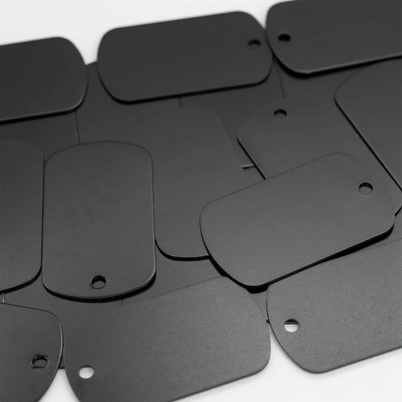 50 Pcs Metal Stamping Blanks Black For Stamping, Engraving Blanks Aluminum Stamping Blanks Keychain Blank Dog Tag Easy Install 2