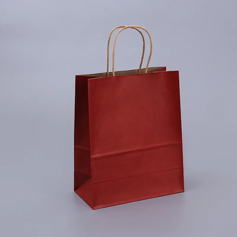 thumbnail image 1 of Bolsas de regalo de papel Kraft con asas, 10/20/30/50 unidades, para compras, manualidades, color marrón y blanco, para fiestas, suministros navideños, 1 of 5