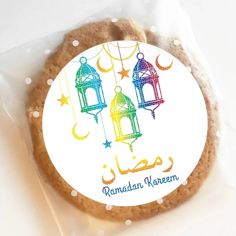 Eid Mubarak-stickers, 120 stuks, Ramadan-stickers, 40 mm, zelfklevende Eid stickers voor moslimgeschenken, feesttassen, kaarten, verzegelende enveloppen (bloem