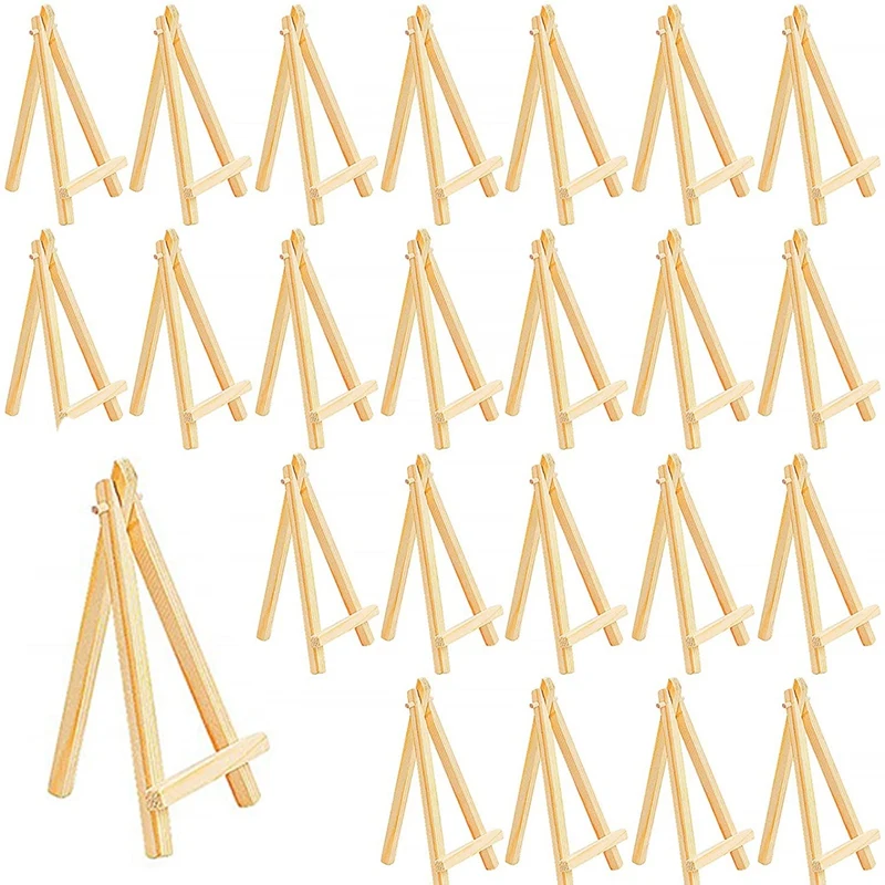 24 Pcs Mini Easels Adjustable Mini Wooden Artist Triangle Easels Small