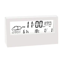 LCD Electric Desk Alarm Clock Calendar Digital Temperature Humidity Modern Weather Station Alarm Clock Desktop Home Office Decor 2
