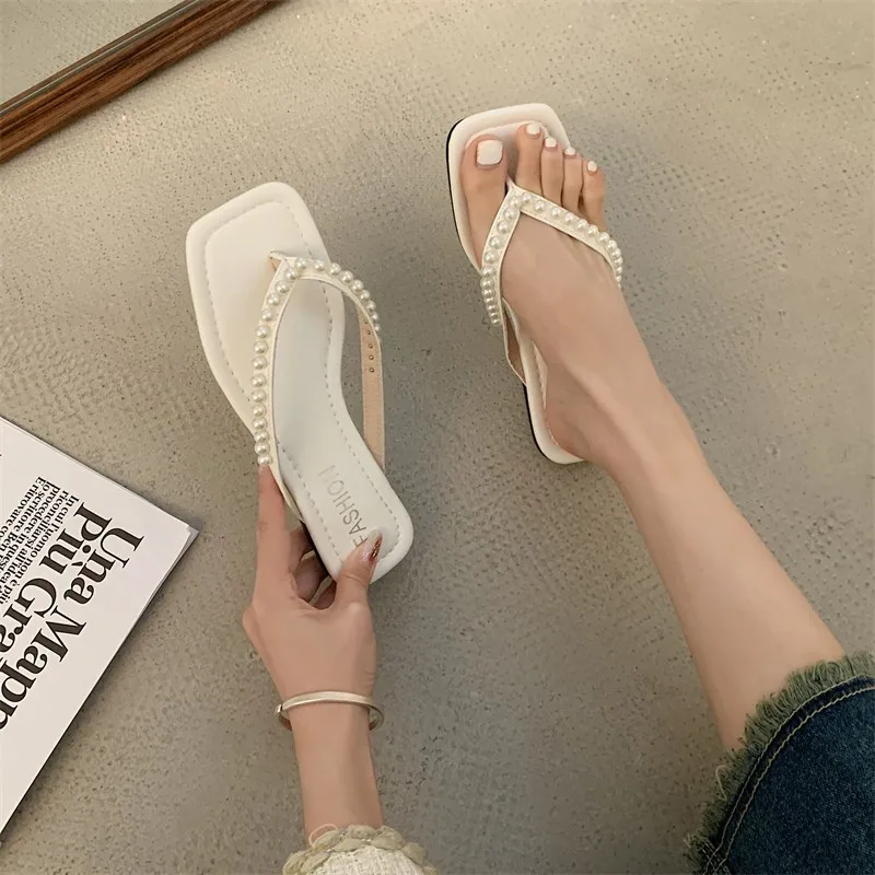 

Shoes for Women 2023 Fashion Flip Flops Women's Slippers Fashion Concise Wild Casual Slippers Women String Bead Shoes Female