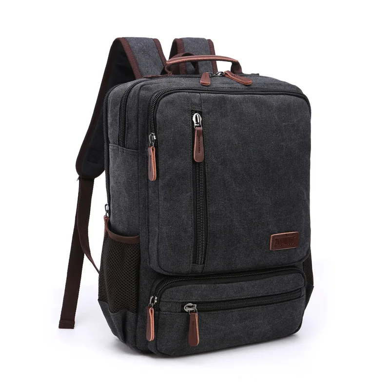 Large Capacity Men's Backpack Vintage Canvas Travel Backpack Fashion Zipper Student School Bag Multifunction Man Laptop Bag