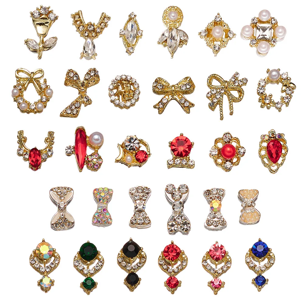 6 Grids Bling Rhinestone Crystal Luxury Nail Art Charms Crystal Boxes