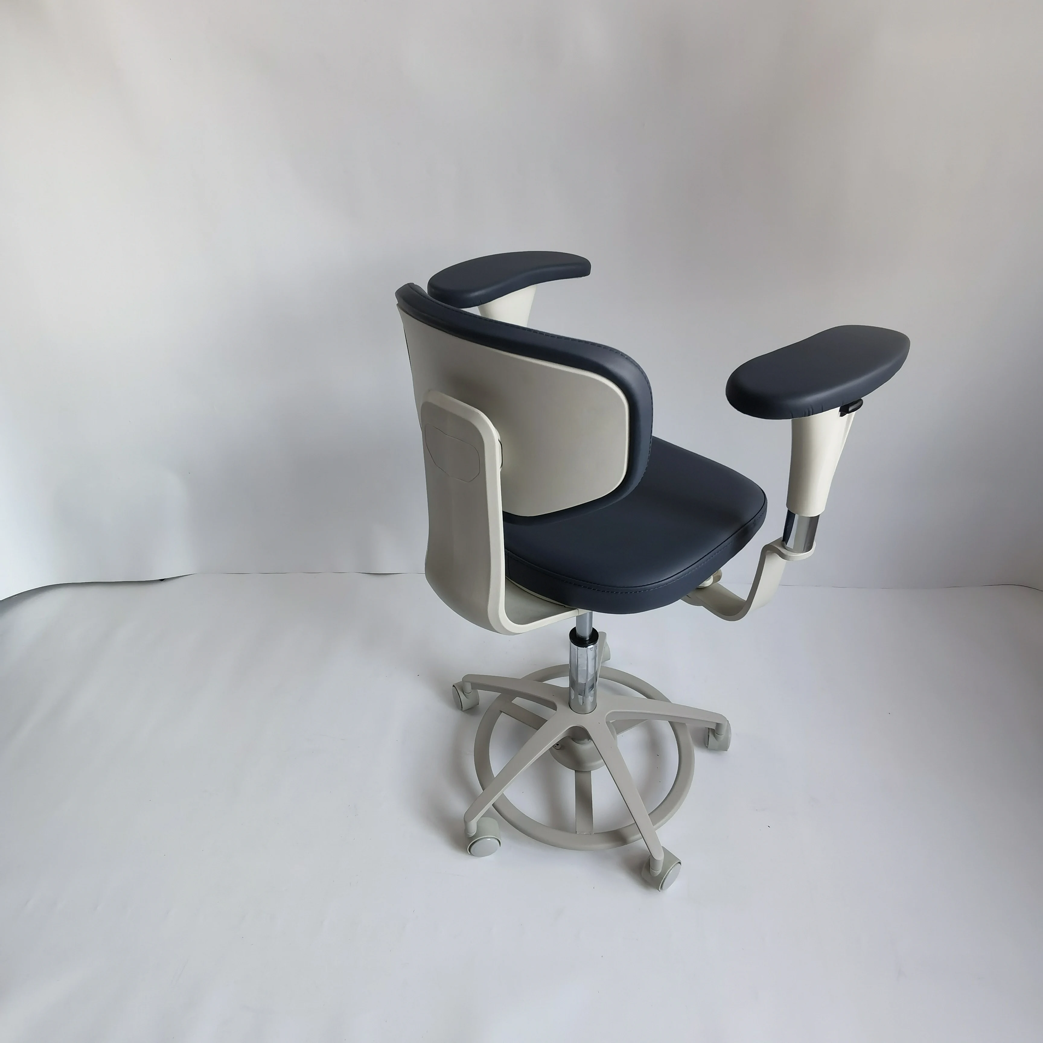 Medical Dental Saddle Assistant Chair Stool With Rotatable Armrest And Ergonomic Back Support For Dentist Microscope Operator