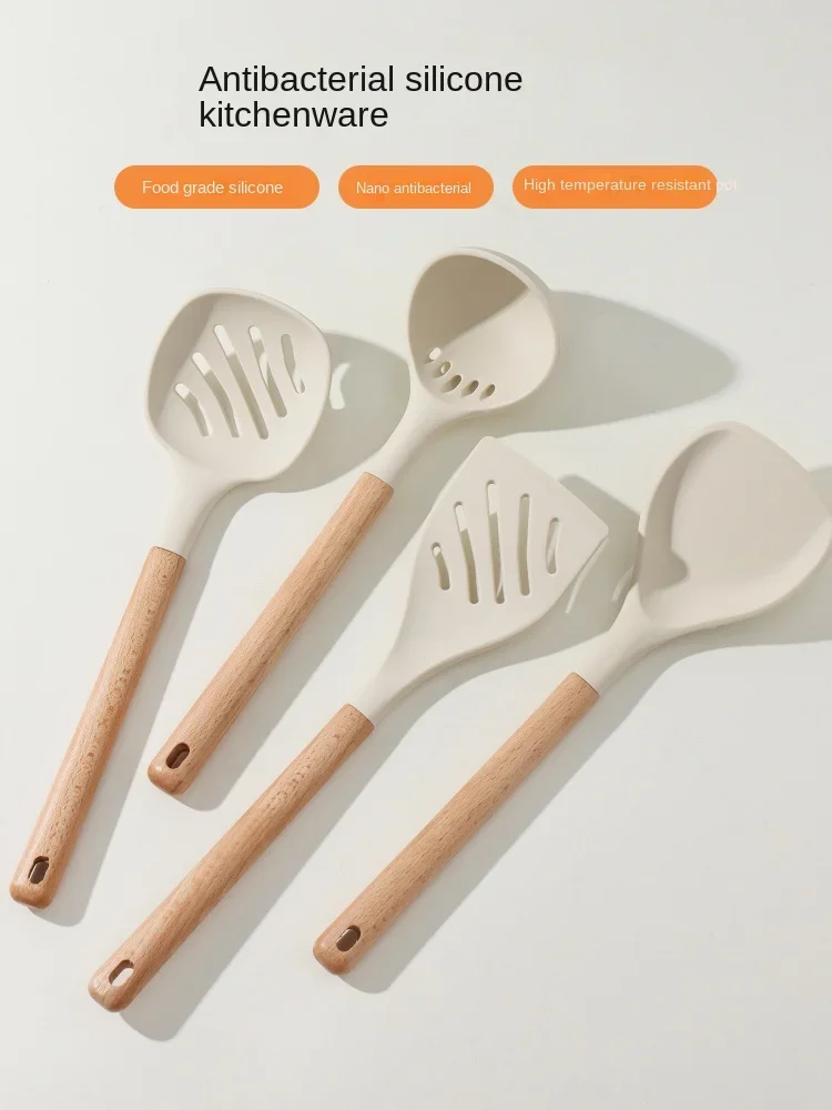 KAWASIMAYA Silicone Spatula Non-stick Pan Special Frying Spatula Cookware High Temperature Resistant Food-grade Soup Spoon Set