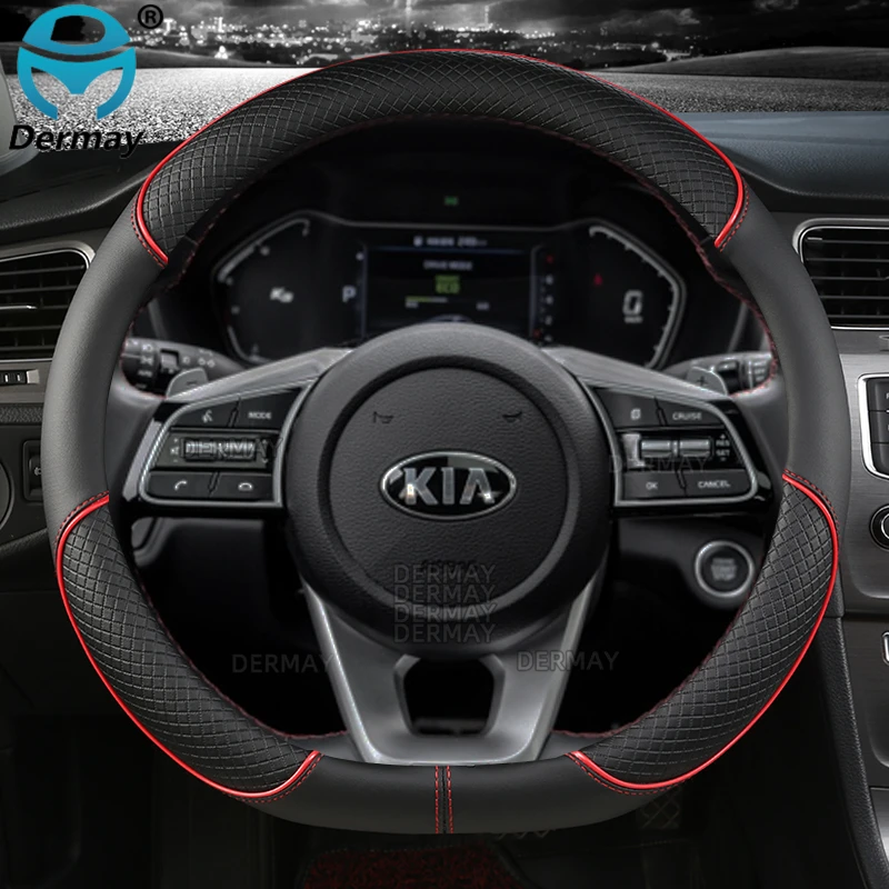 Steering wheel cover PU Leather Car Steering Wheel Cover for Kia Ceed Sportage Picanto Cerato Seltos Soul Rio 3 4 5