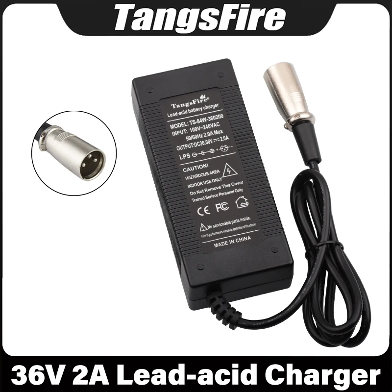 36V 2A Smart Lead-acid Battery Charger Input 100-240V For 43.2V Lead-acid Battery Charger 3-Pin XLR Connector