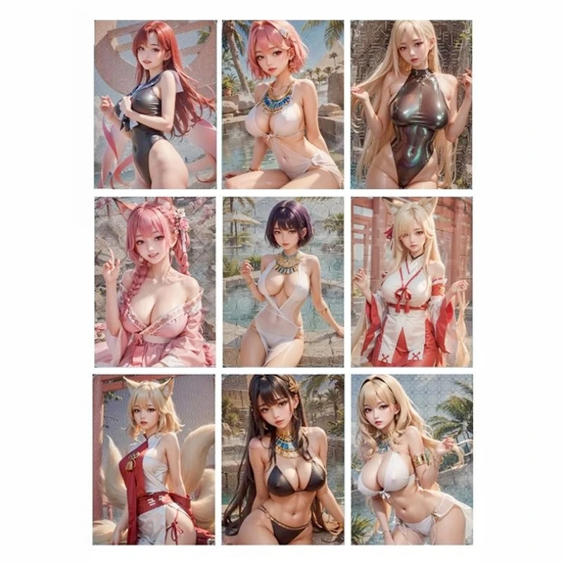 

9PCS/Set ACG Anime Beast Ear Girl Animation Characters Kimono Swimsuit Flash Card Anime Classics Game Collection Cards Toy Gift