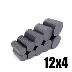 Black Round Ferrite Permanent Magnets in Various Sizes - 50pcs ((12x4)mm)