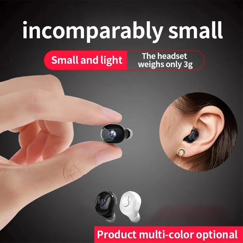 Portable Wireless Bluetooth Earphone Headset Single In Ear Earbuds With Mic 18D High Quality Mono Headset 8H Music Time