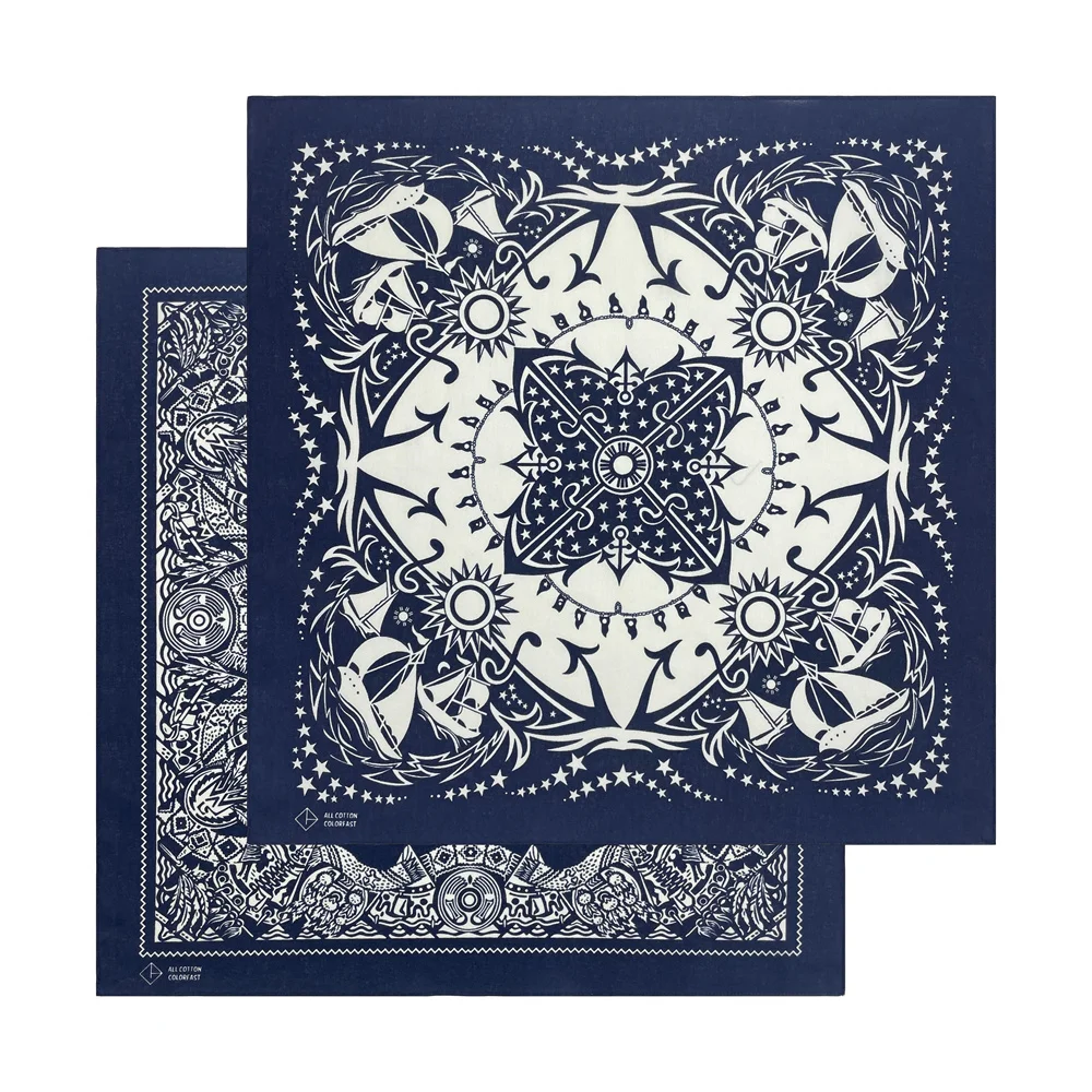 Navy Blue Sailboat Nautical Paisley Bandana Scarf
