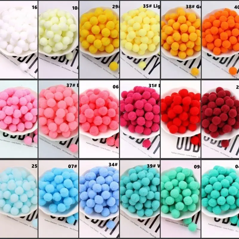 Cheerleading Pom Poms Mink Fur Pompoms 300-30Pcs Multicolor Pompoms Fur Balls 8/10/15/20/25/30mm for DIY Crafts