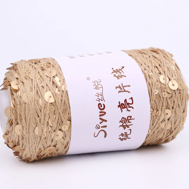 100g 3mm+6mm Sequin Pure Cotton Yarn, Hand Woven DIY Fashion Clothes and Accessories Crochet Thread, Birthday Gift Knitting Yarn 3