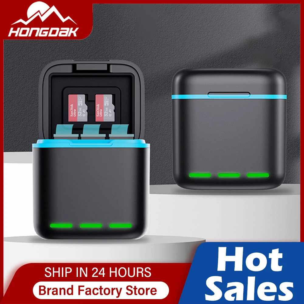 HONGDKA for GoPro Hero 11 10 9 action camera accessory 1800 mAh Battery 3 Ways Fast Charger Box TF Card Storage For Go Pro 11 Accessories