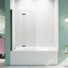 34" W x 58" H Frameless Folding Pivot Bathtub Door, 1/4" (6mm) Thick SGCC Clear Tempered Glass Door, Bathroom Pivot Bifold 1