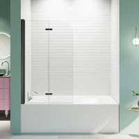 34" W x 58" H Frameless Folding Pivot Bathtub Door, 1/4" (6mm) Thick SGCC Clear Tempered Glass Door, Bathroom Pivot Bifold 1