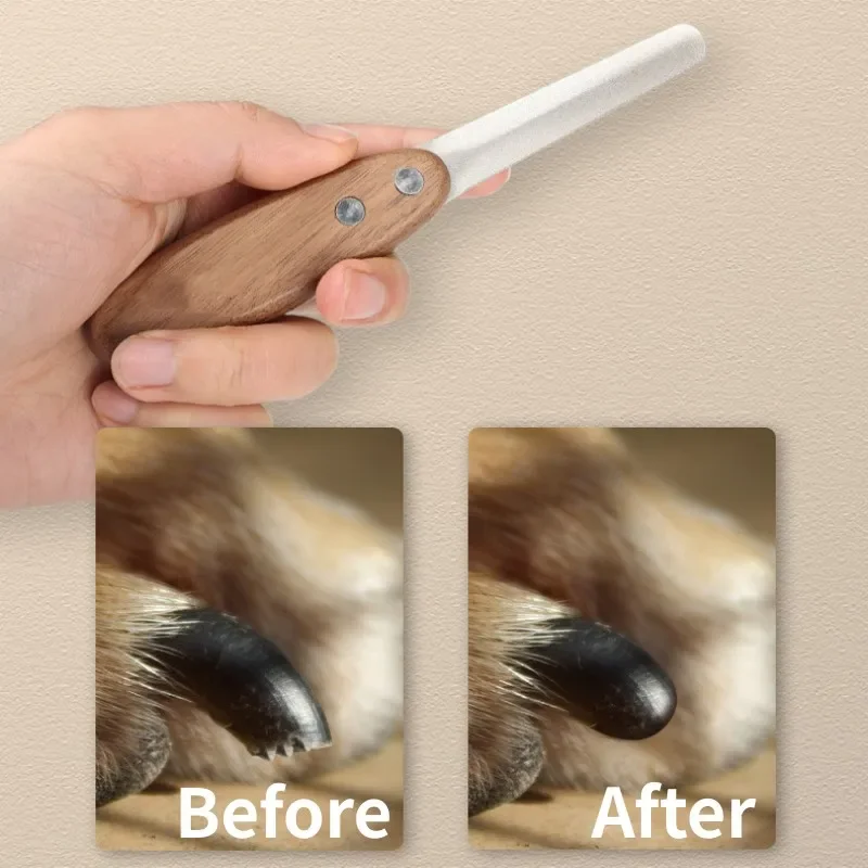 Dog Nail Grinder Stainless Steel Dogs Nails Trimmer Wooden Handle Nail Grinder for Dogs Claw Cleaning Dog Grooming Pet Supplies