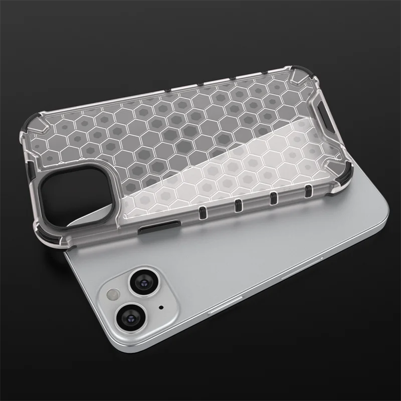 Honeycomb Shockproof Armor Phone Case with Translucent PC Cover