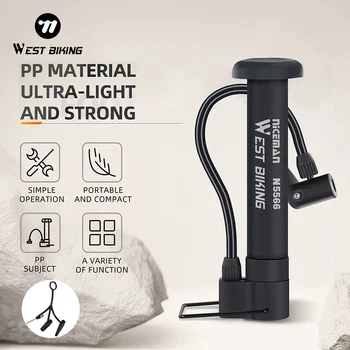 West biking 80 psi mtb bomba de ar manual balão pneu inflator schrader válvula piso bomba ciclismo acessórios 1