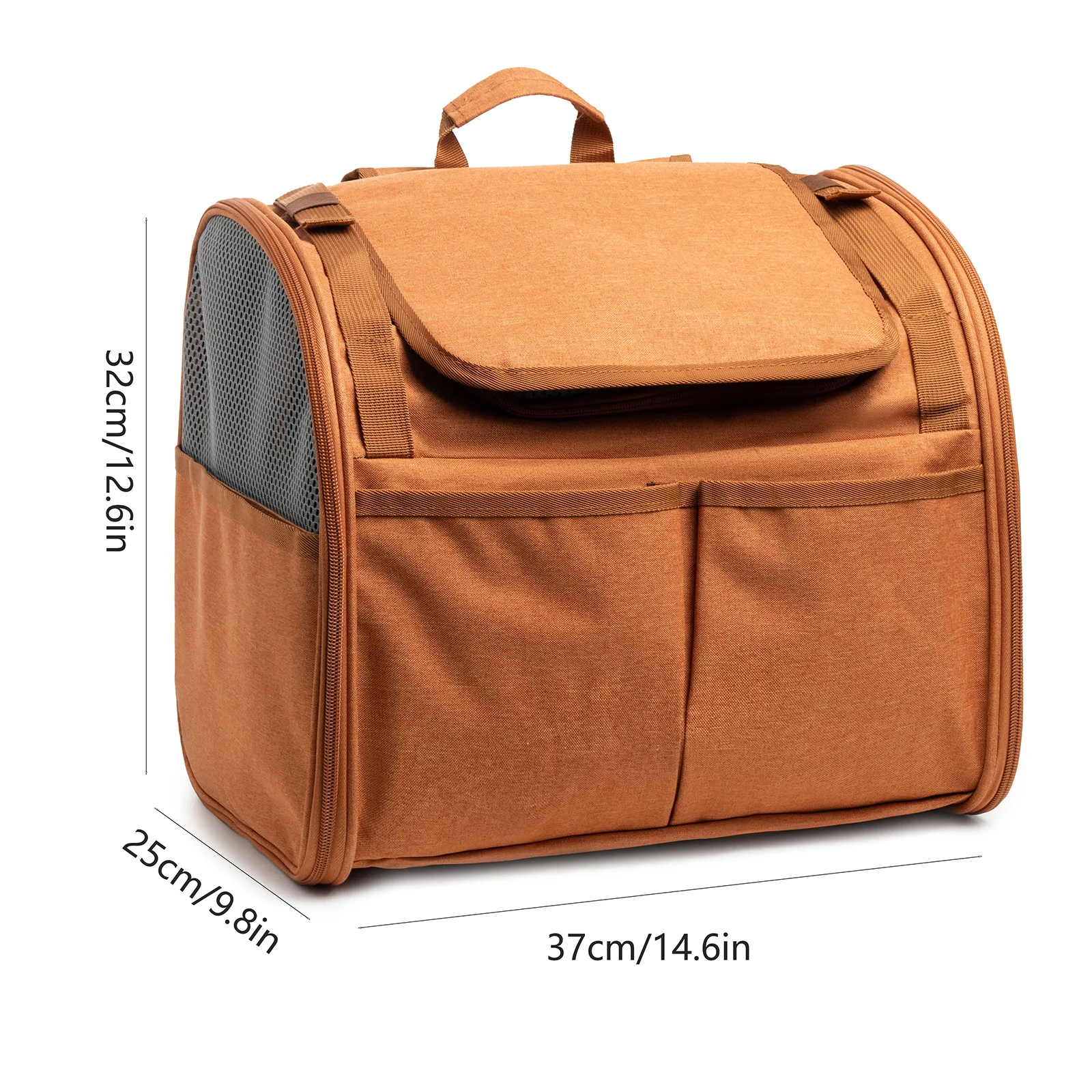 Durable Pet Carrier Backpack with Sunshade Curtains PVC Mesh for Cats and Dogs Up to 13bs Scratch-Proof Removable Pad