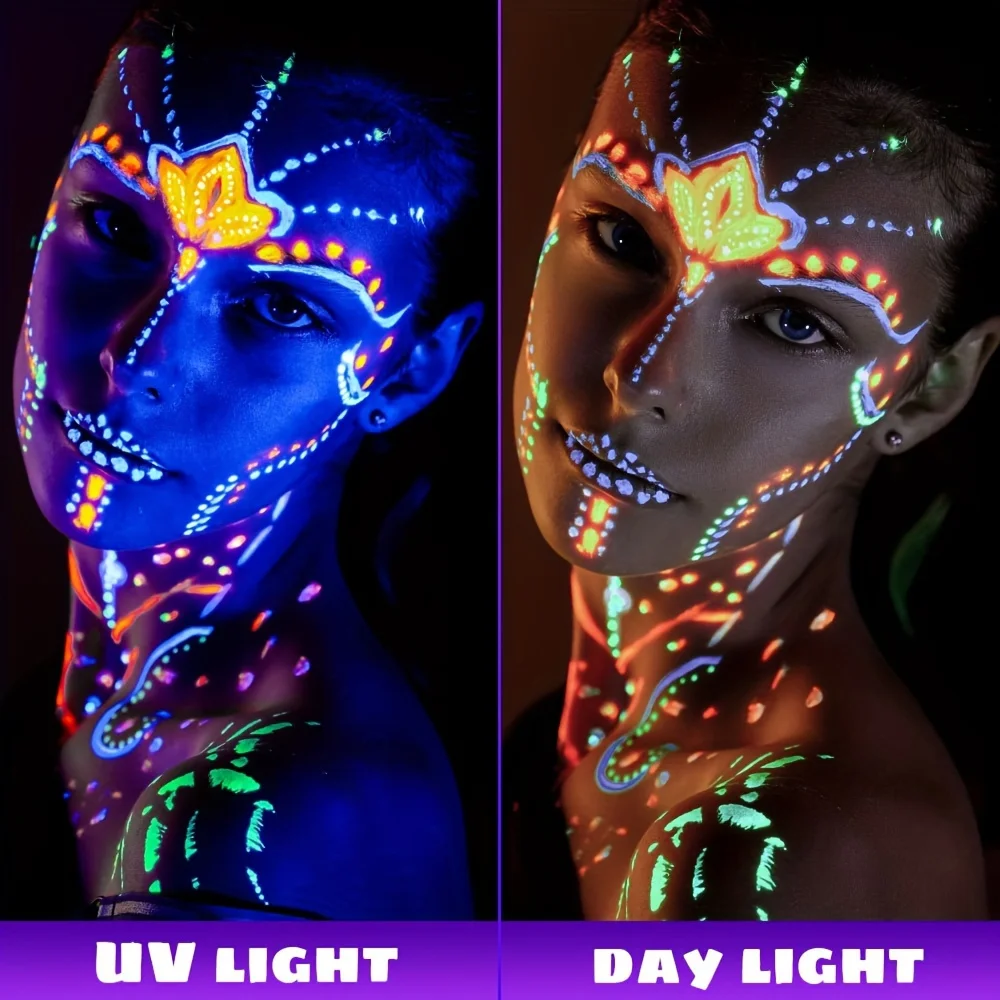 Face Body Art Paint Neon Fluorescent Party Festival Halloween Cosplay Makeup Kids UV Glow Painting body face paint face body paint