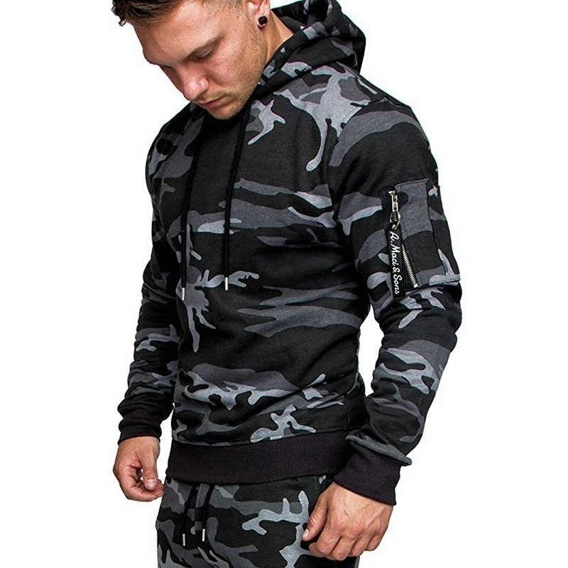 Autumn Camouflage Grey Men's Outfits Hoodies Winter Casual Sports Sweatpants Hooded High Quality Pant Camo Tracksuit 2pcs Set 6