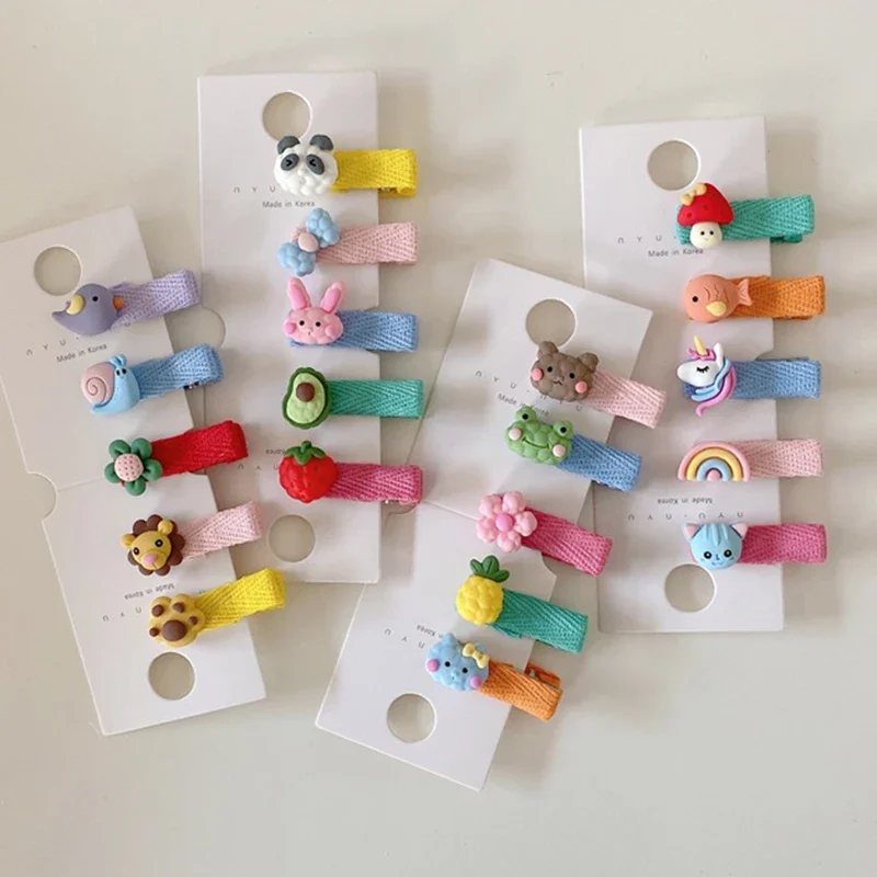 

New 5Pcs Sweet Girls Toddler Children Hair Clip Kawaii Cartoon Animal Hairpin for Baby Girl Bang Side Clip Unicorn Kids Headwear