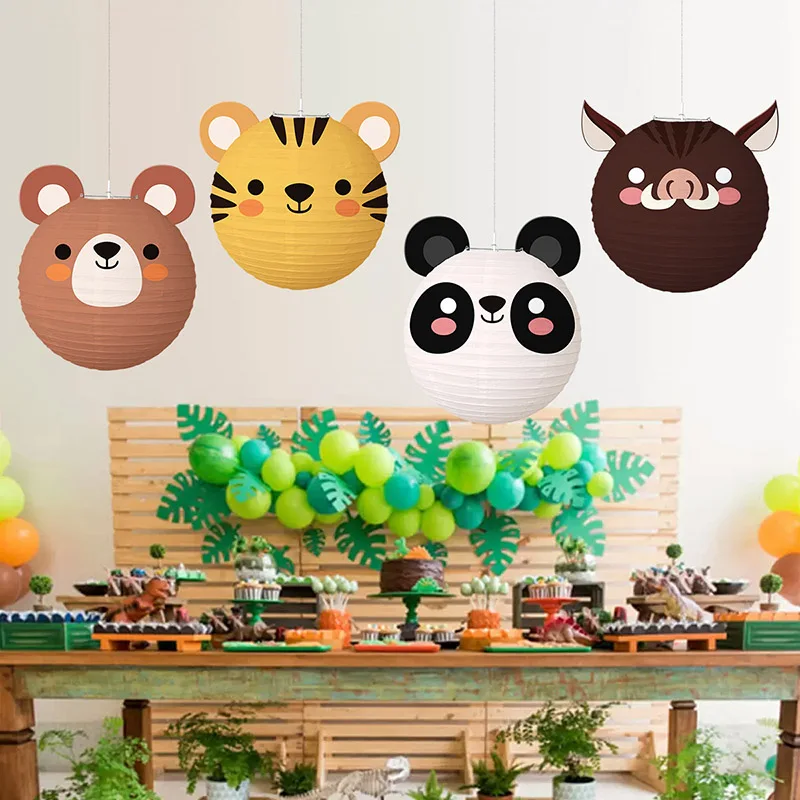Animal Lantern Foldable Birthday Paper Ball Lantern Hanging Forest Animal Theme Children's Party Decoration paper lantern,led lantern,tissue paper decorations
