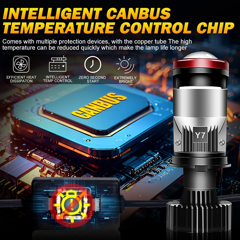 자동차 하이 로우 빔 자동차 전구, H4 LED 프로젝터 렌즈, 1700W 캔버스, 12V, 3000K, 4300K, 6000K, Bi LED, H4 CSP 칩, HD 렌즈, 2 개