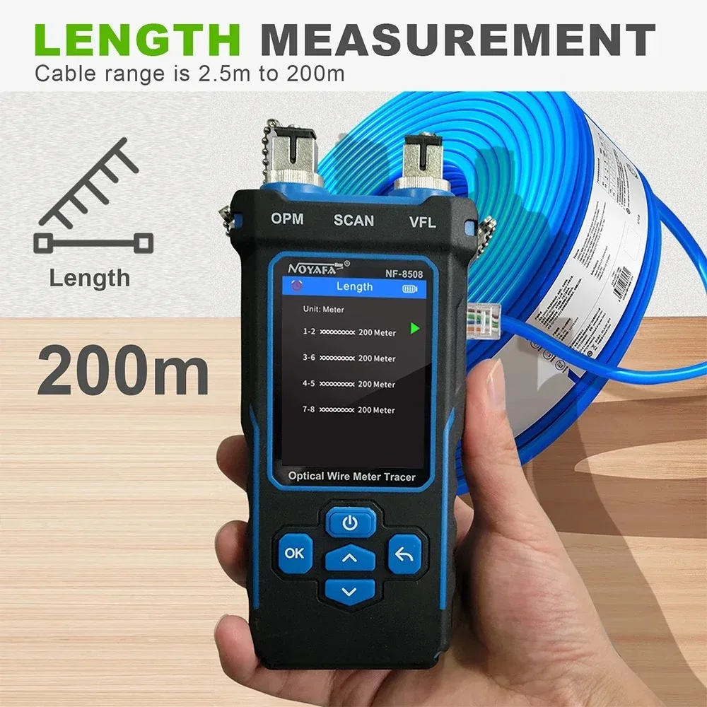 Noyafa NF-8508 Network Cable Tester Ethernet Cable Tracker OPM VFL PoE Checker Measure Length Wiremap Tester Network Tools