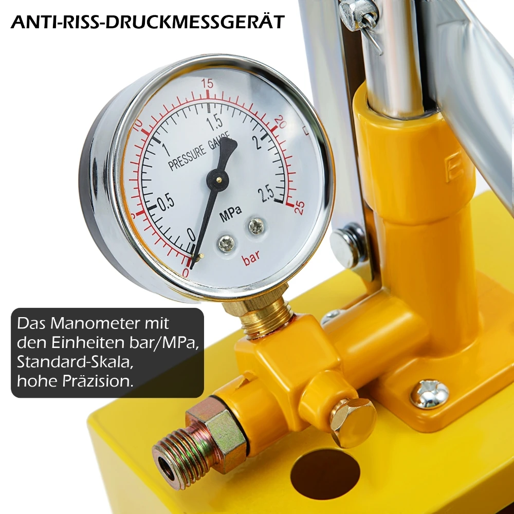 Water Pressure Tester 5L Manual Hydraulic Test Pump with 1 / 2 Inch Hose