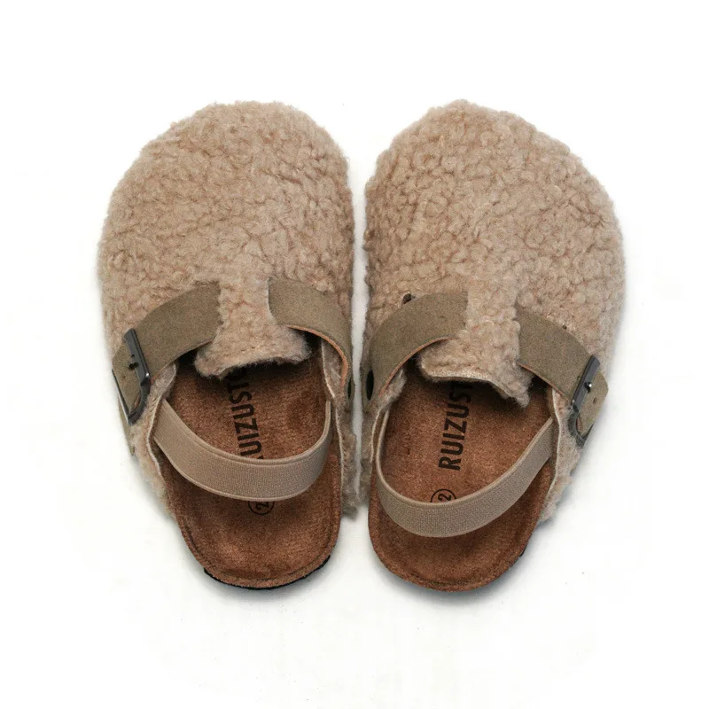 Autumn Winter New Children's Cork Sandals Boys Girls' Outside Warm Sandals Home Slipper Toddler Prewalker Slipper Toddler Shoes 6