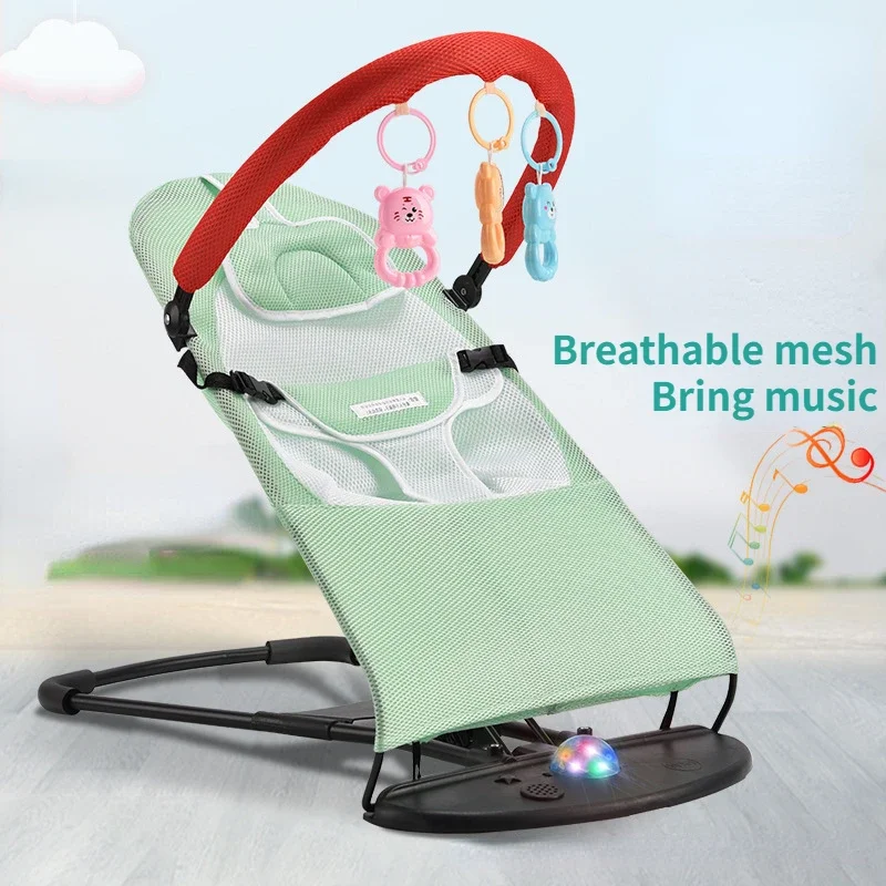 Breathable Mesh Baby Rocking Chair With Music Baby Swing 3 Modes Baby Cradle Baby Sleep Artifact Can Sit Lie Bouncer Baby latte spring loaded baby hammock cradle baby ceiling swing