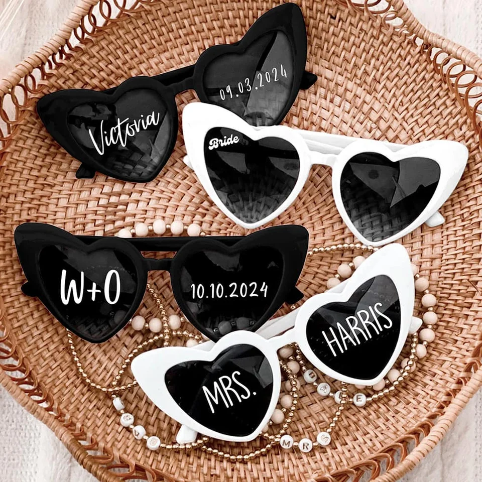 12-100 pezzi occhiali da sole a forma di cuore per matrimoni