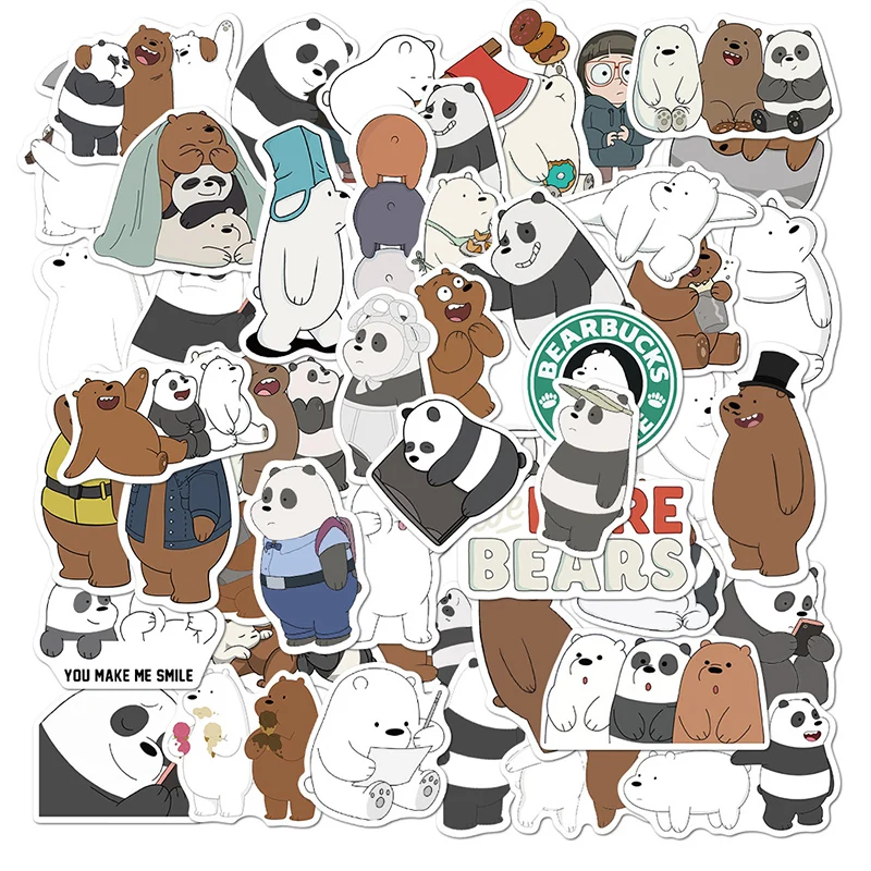 Envelope Stickers 50pc Bare bear Sticker Laptop Guitar Skateboard Luggage Funny Graffiti Stickers