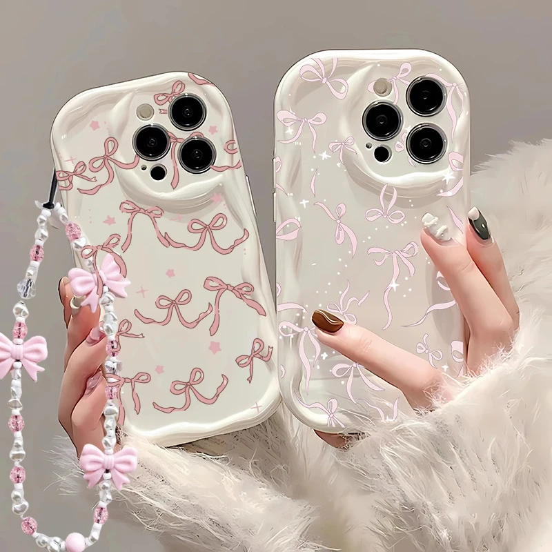 Korean Cute Star Bow Pattern Chain Phone Case