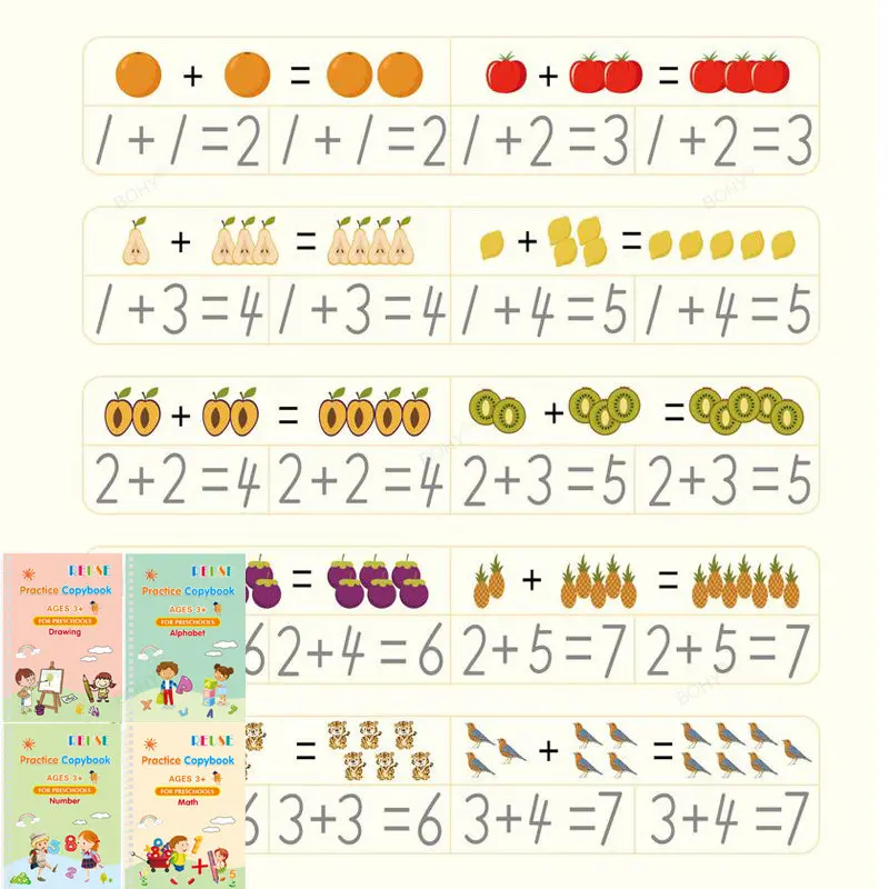 

Magic Copy Book Free Wiping Children's Kids Writing Sticker Practice English Copybook for Calligraphy Montessori